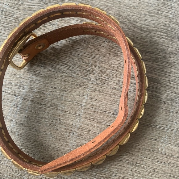 Victoria Emerson gold studded camel leather wrap bracelet - Picture 5 of 7